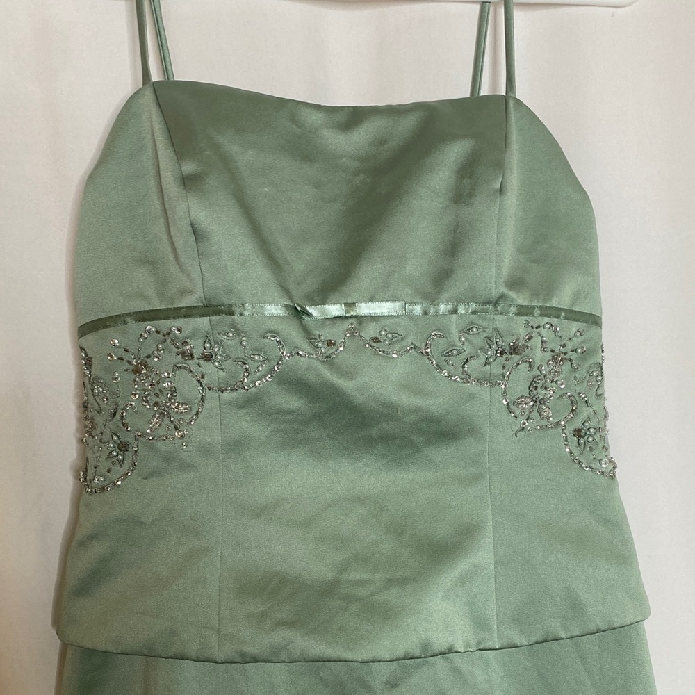 David's Bridal Strapless Green Gown - Picture 2 of 6